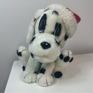 1994 Onestop Vintage Dalmatian Plush Big Eyes Santa Hat Stuffed Animal Adorable